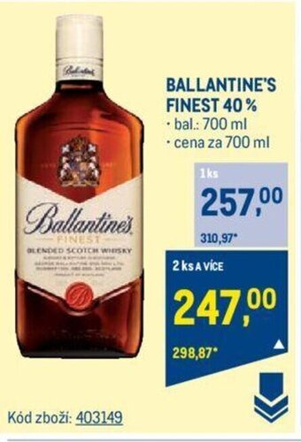 Makro BALLANTINE'S FINEST 40% nabídka