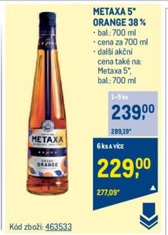 Makro METAXA 5* ORANGE 38% nabídka