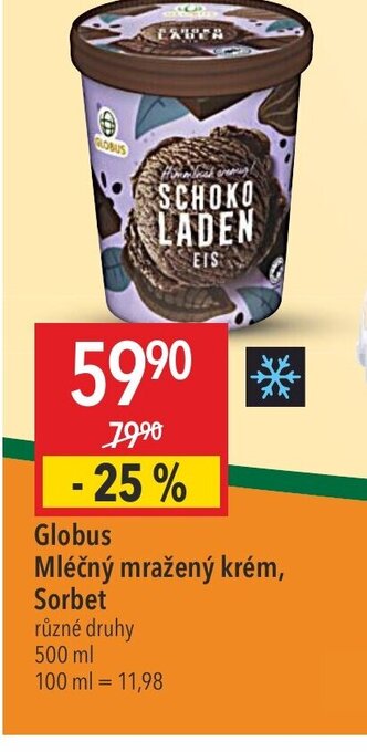 Globus Globus Mléčný mražený krém, Sorbet nabídka