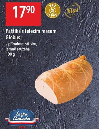 Globus Paštika s telecím masem Globus nabídka