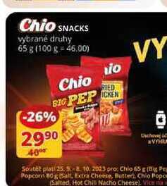 Flop Chio snacks vybrané druhy 65 g nabídka
