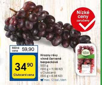 Tesco Hrozny révy vinné červené bezpeckové 500 g nabídka