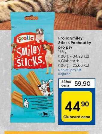 Tesco Frolic smiley sticks frolic smiley sticks pochoutky pro psy 175 g nabídka