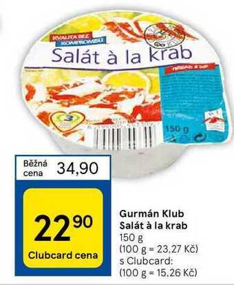 Tesco Gurmán klub salát à la krab 150 g nabídka