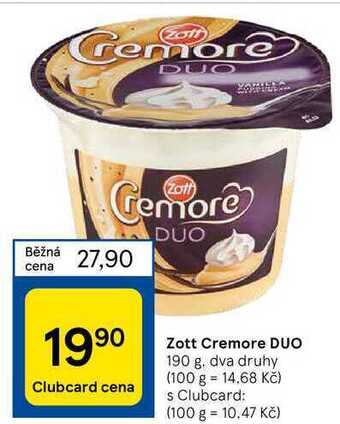 Tesco Zott cremore duo 190 g nabídka