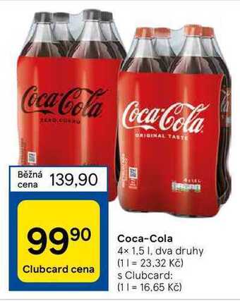 Tesco Coca-cola 4 x 1,5 1 nabídka