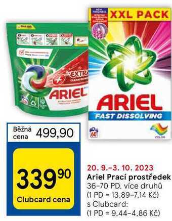 Tesco Ariel prací prostředek 36-70 pd nabídka