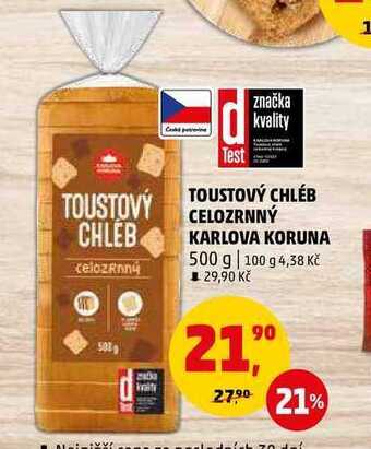 Penny Market Toustový chléb celozrnný karlova koruna, 500 g nabídka