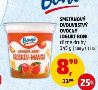 Penny Market Smetanový dvouvrstvý ovocný jogurt boni, 145 g nabídka