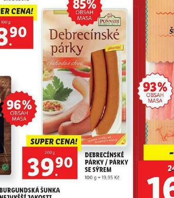 Lidl Párky se sýrem nabídka