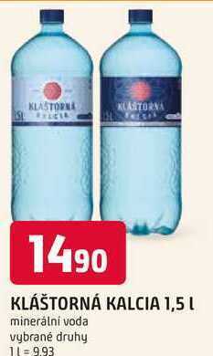 Trefa Kláštorná kalcia 1,5 l minerální voda nabídka