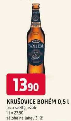 Trefa Krušovice bohém 0,5 l pivo světlý ležák nabídka