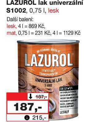 Barvy a laky drogerie Lazurol lak univerzální $1002, 0,75 l, lesk nabídka