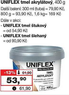Barvy a laky drogerie Uniflex tmel akrylátový, 400 g nabídka