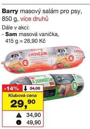 Barvy a laky drogerie Barry masový salám pro psy, 850 g nabídka