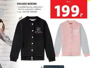 Lidl Dívčí college mikina nabídka