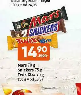 Terno Mars, snickers, twix xtra nabídka