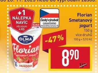 Billa Florian smetanový jogurt 150 g nabídka