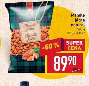 Billa Mandle jádra natural 500g nabídka
