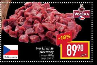 Billa Hovězí guláš porcovaný cena za 400 g nabídka