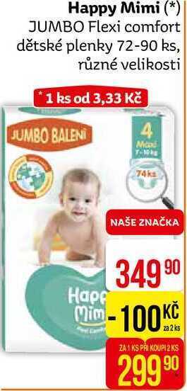 Teta Happy mimi jumbo flexi comfort dětské plenky 72-90 ks, různé velikosti nabídka