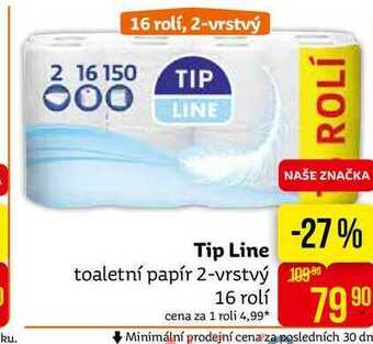 Teta Tip line toaletní papír 2-vrstvý 16 rolí nabídka