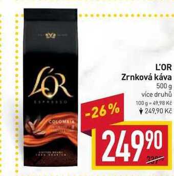 Billa L'or zrnková káva 500 g nabídka