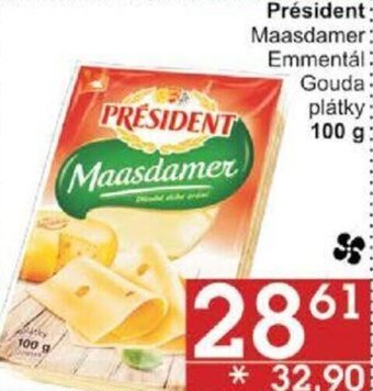 Jip Président Maasdamer Emmentál Gouda plátky 100 g nabídka