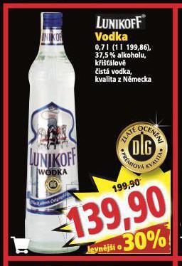 Norma Lunikoff vodka nabídka