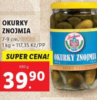 Lidl OKURKY ZNOJMIA nabídka