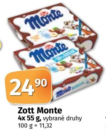 COOP TIP Zott Monte 4x 55 g nabídka
