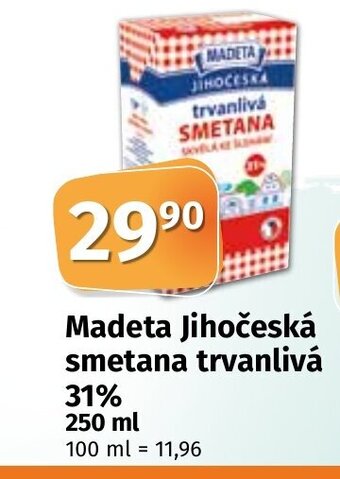 COOP TIP Madeta Jihočeská smetana trvanlivá 31% 250 ml nabídka