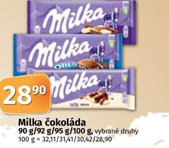 COOP TIP Milka čokoláda 90 g/92 g/95 g/100 g nabídka