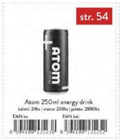 Qanto Atom 250ml energy drink nabídka