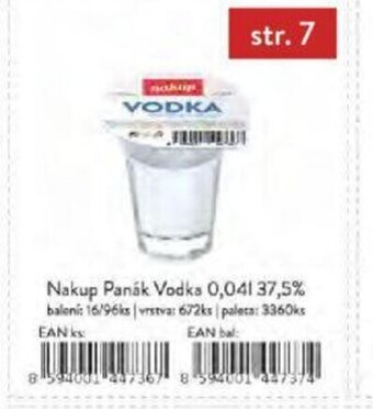 Qanto Nakup Panák Vodka 0,04 l. 37,5% nabídka