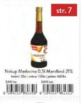 Nakup Medovina 0,5 l. Mandlová 21%