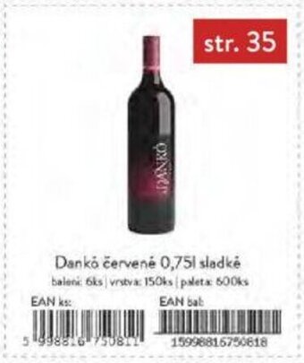 Qanto Danko červené 0,75 l. sladké nabídka