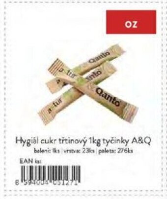 Hygiál cukr třtinový 1kg tyčinky A&Q