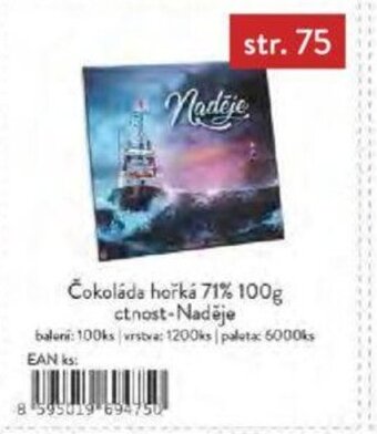 Qanto Čokoláda hořká 71% 100g ctnost-Naděje nabídka