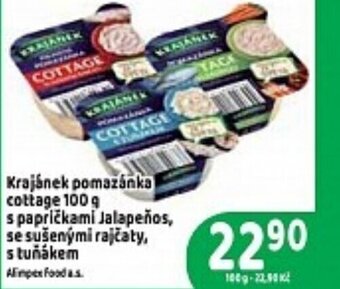 Brněnka Krajánek pomazánka cottage 100 g s papričkami Jalapeños, se sušenými rajčaty, stuňákem nabídka