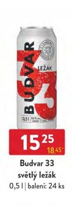 Qanto Budvar 33 světlý ležák 0.5 l. nabídka
