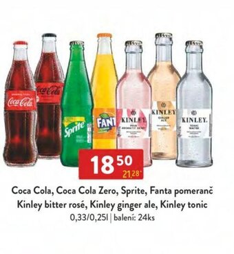 Qanto Coca Cola, Coca Cola Zero, Sprite, Fanta pomeranč Kinley bitter rosé, Kinley ginger ale, Kinley tonic nabídka