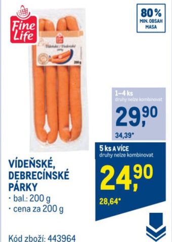 Makro VÍDEŇSKÉ, DEBRECÍNSKÉ PÁRKY nabídka