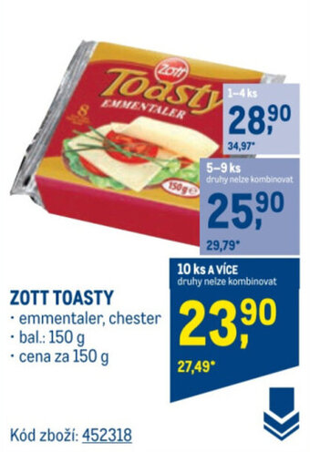 Makro ZOTT TOASTY nabídka