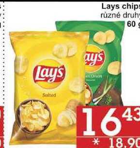 Jip Lays chips různé druhy, 60 g nabídka