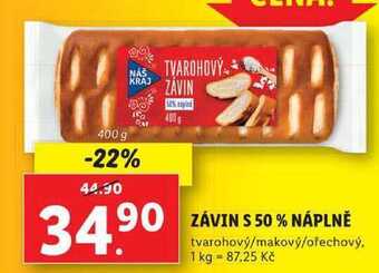 Lidl Závin s 50 % náplně, 400 g nabídka