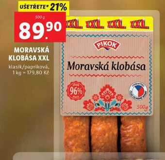 Lidl Moravská klobása xxl, 500 g nabídka