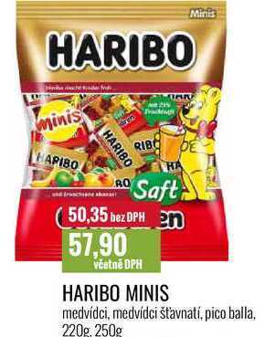 Ratio Haribo minis 220g, 250g nabídka