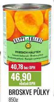 Ratio Broskve půlky 850g nabídka