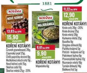 Ratio Koření kotányi nabídka